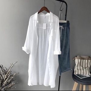 Oversized long white shirt